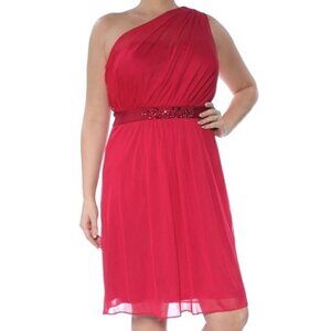 Adrianna Papell Women Plus Size Red Lace Dress Formal Cocktail Prom Dress, Sz 16